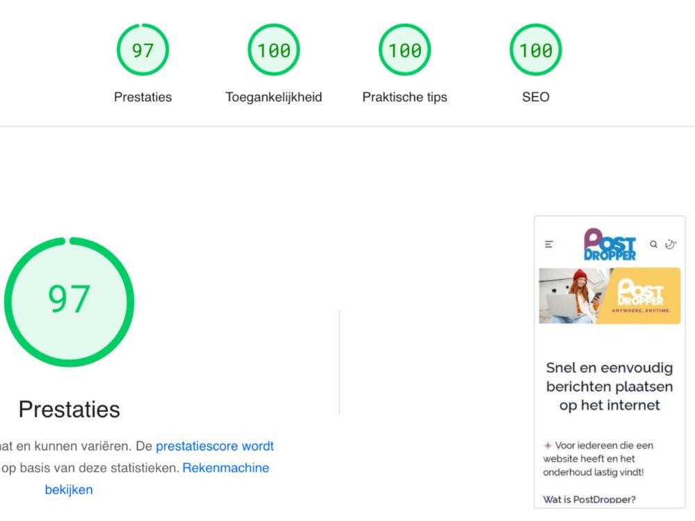 Score PostDropper SpeedTest