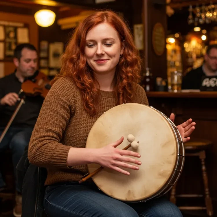 Lynne Saunders bodhran singing