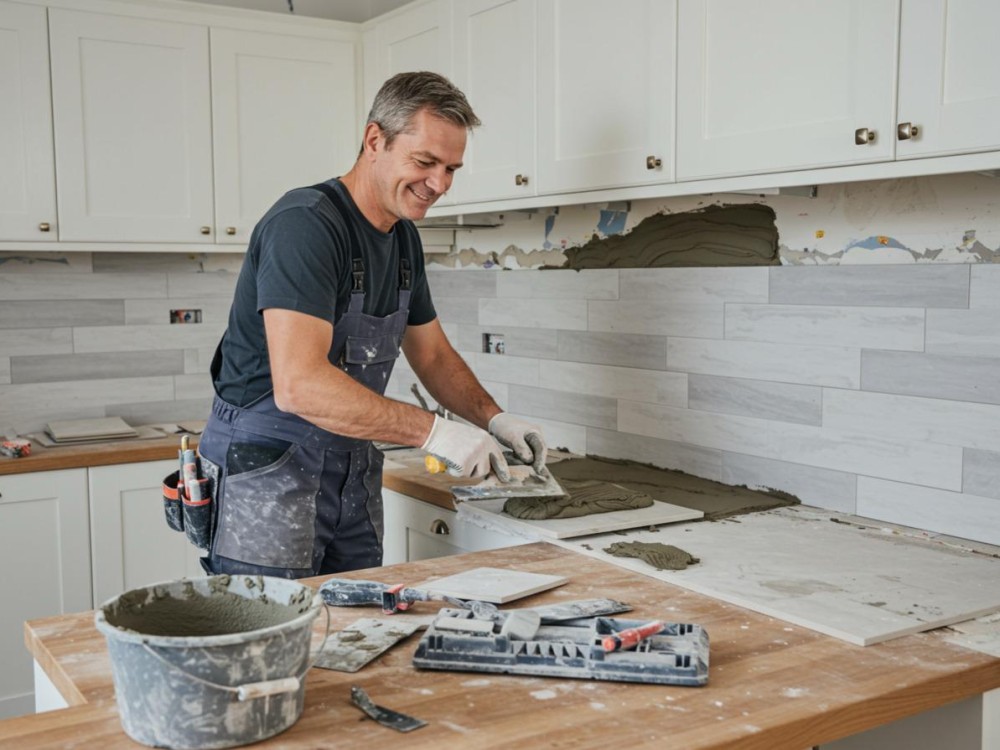 De laatste randjes en dan is dit tegelwerk ook klaar