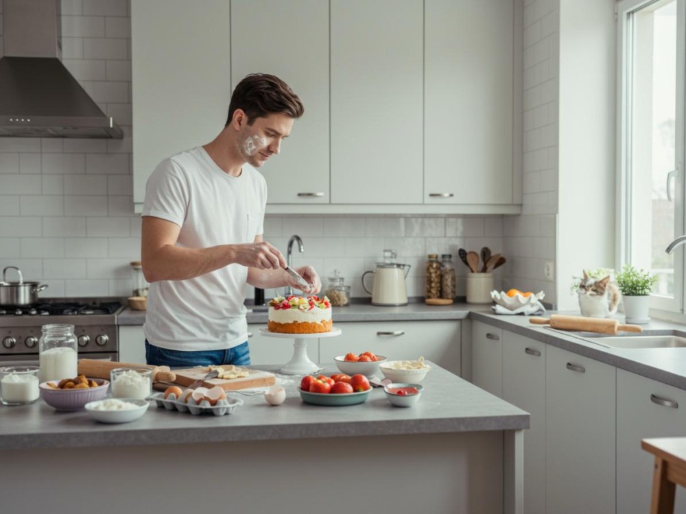 Piet de Wit bakt een taart