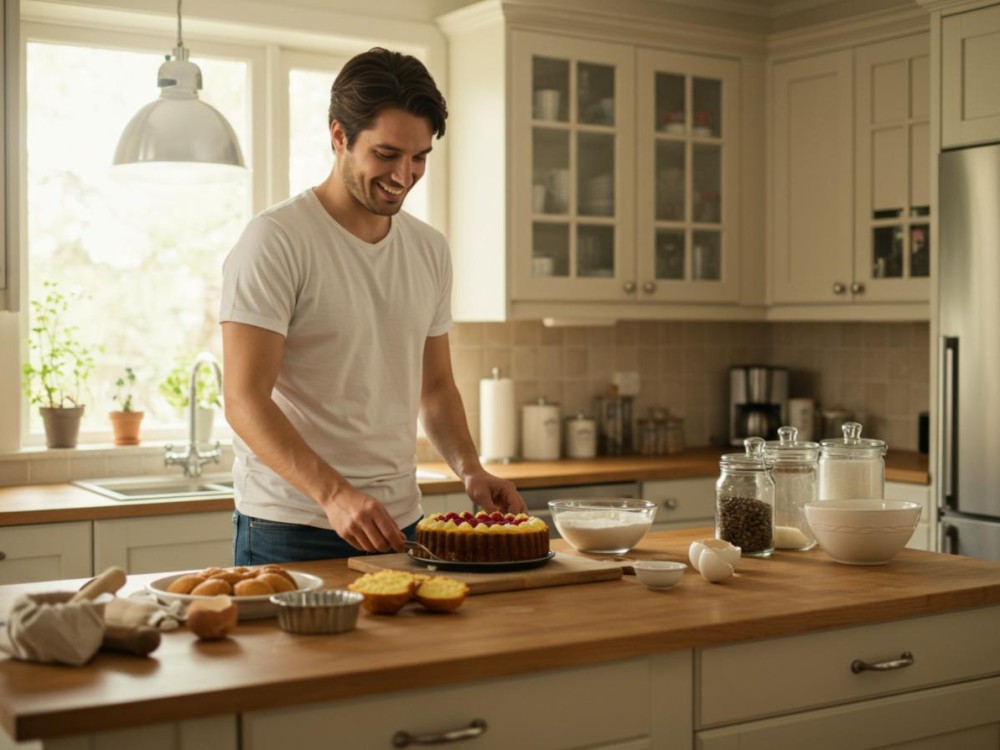 De nieuwe keuken inwijden met een taart