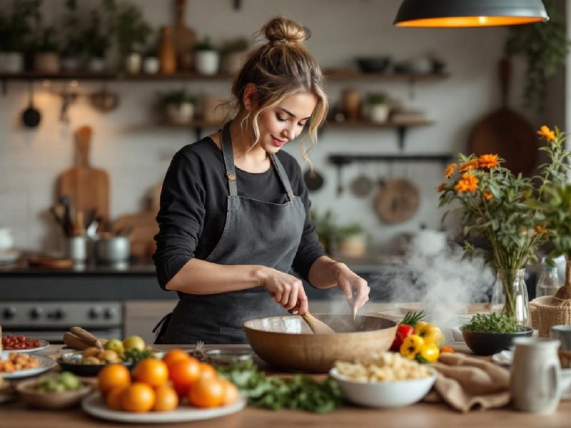 In mijn element met onze nieuwe keuken